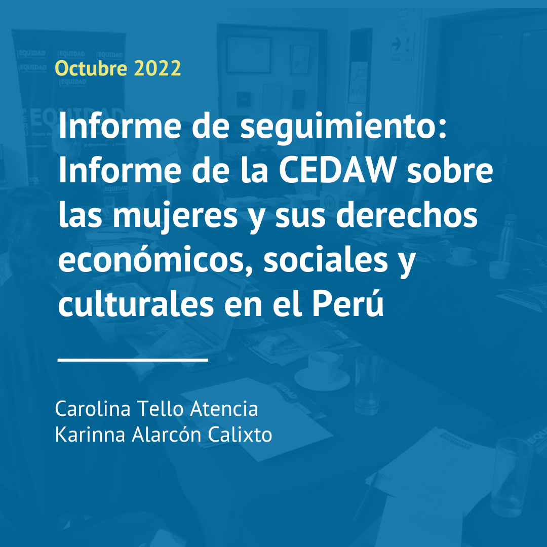 Informe de seguimiento: Informe de la CEDAW sobre las mujeres y sus derechos económicos, sociales y culturales en el Perú (2022)