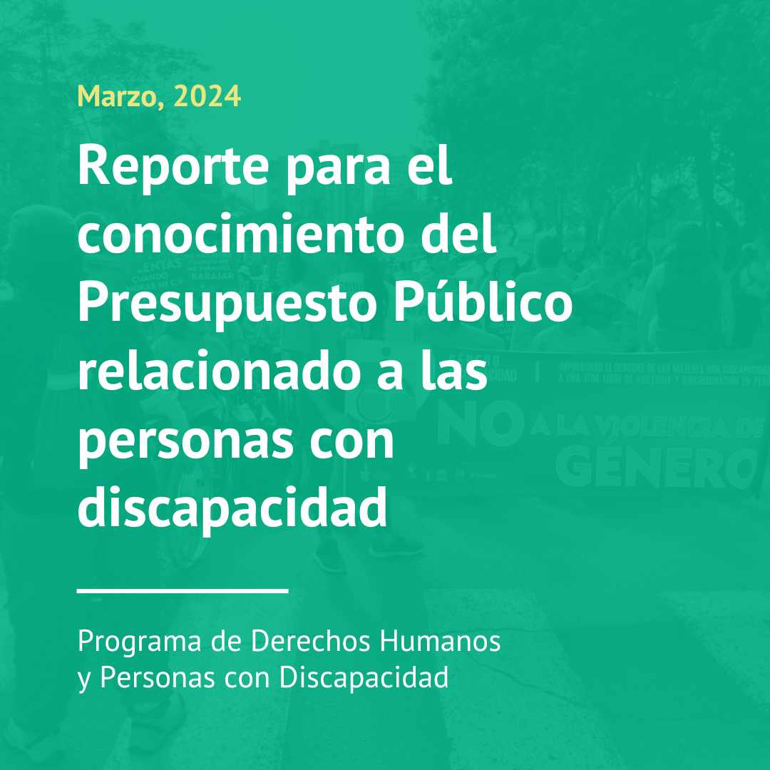 Reporte para el conocimiento del Presupuesto Público relacionado a las personas con discapacidad (2024)